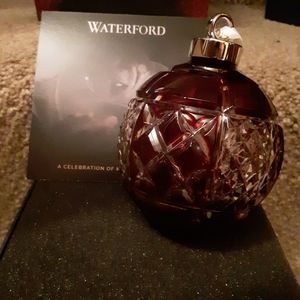 Waterford Ruby crystal ball ornament signed COA